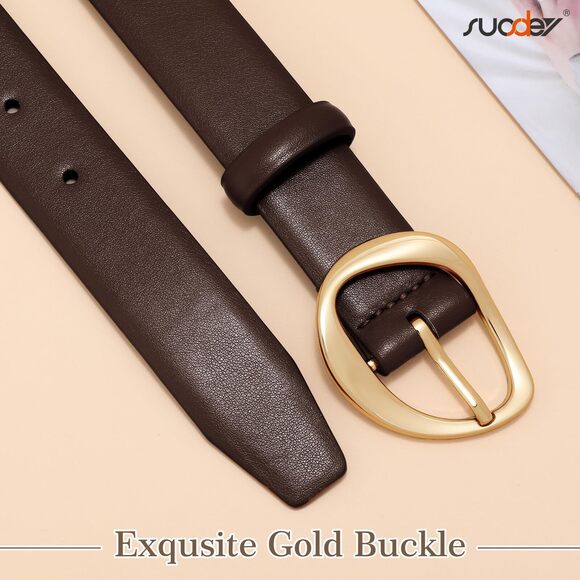 Women Leather Belt For Jeans Pants, Fashion Dress Waist Belt With Gold Buckle😏 - Picture 3 of 5
